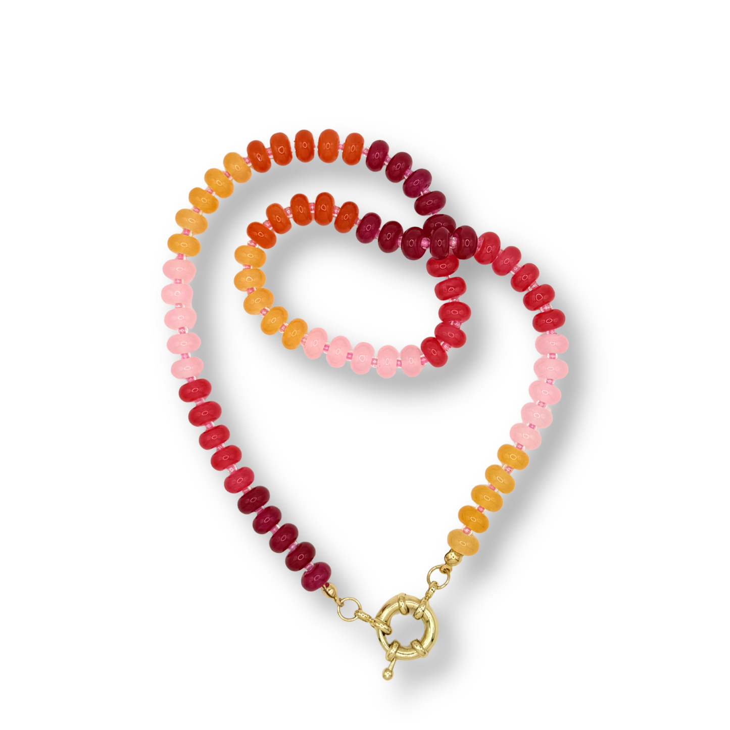 Multicolored beaded bracelet on a white background
