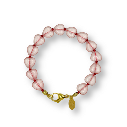 Beaded bracelet with a gold clasp on a white background