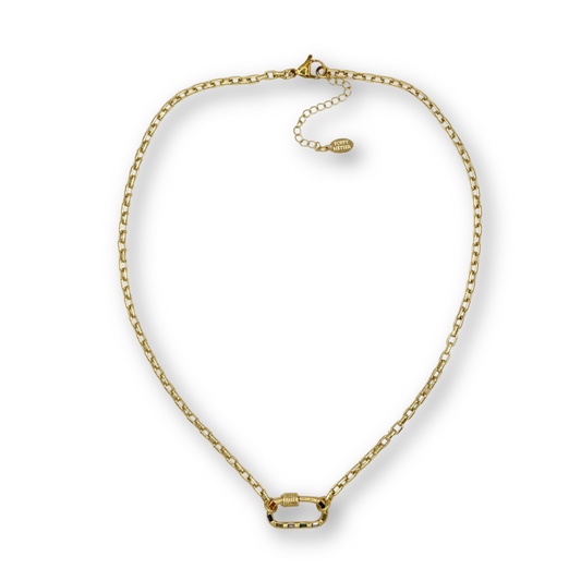 Gold necklace on a white background