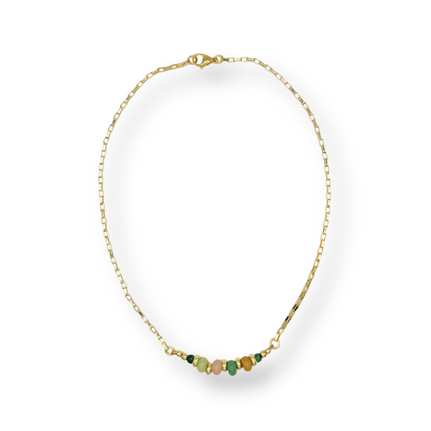 chain necklace with beads on white background