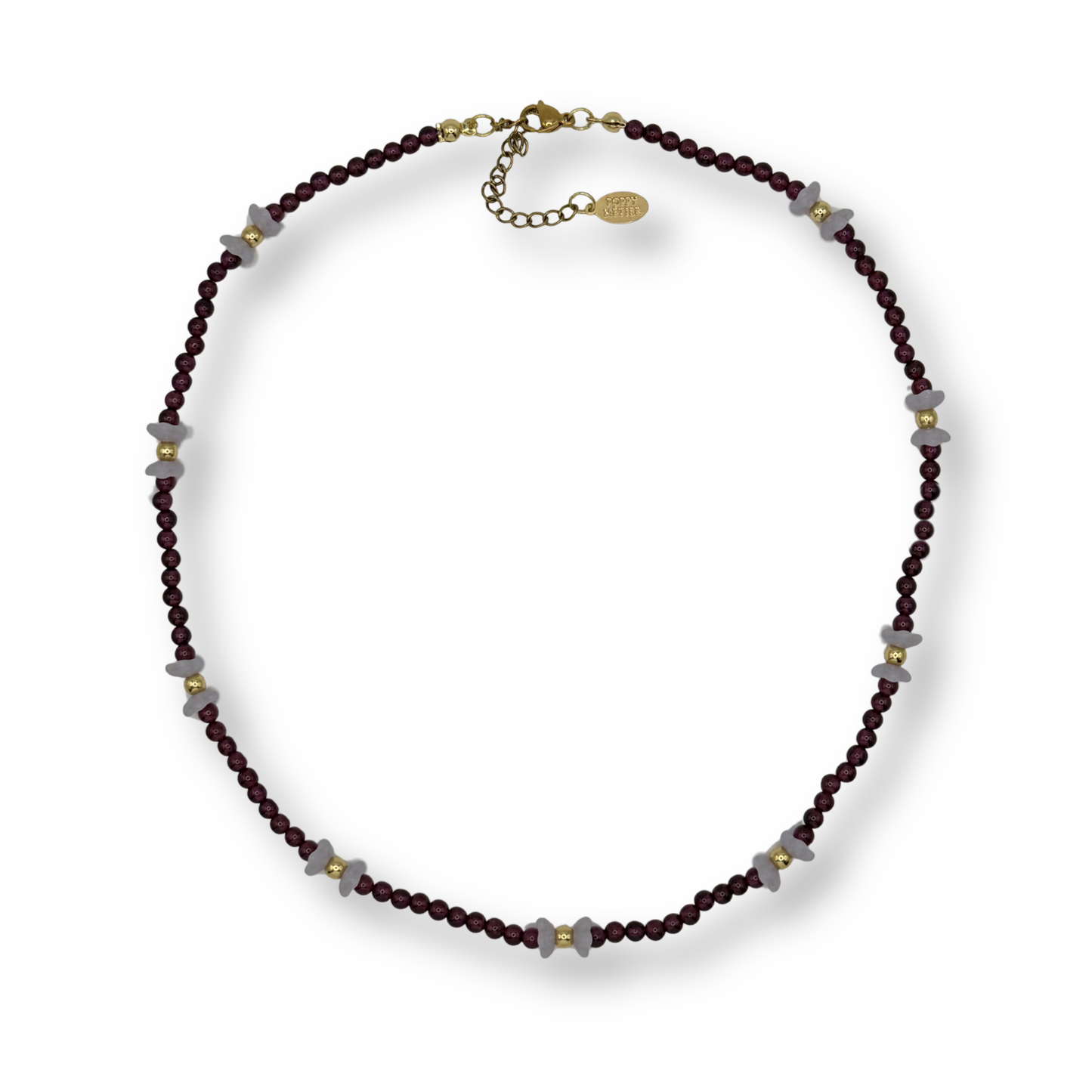 Necklace with beaded chain on a white background