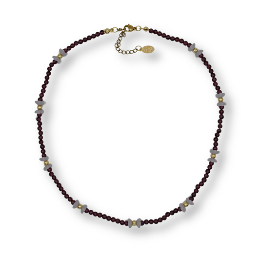 Necklace with beaded chain on a white background
